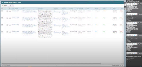 Autotask open monitor alerts