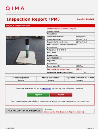 QIMAone inspection report
