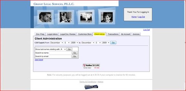DirectLaw dashboard