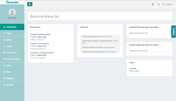 Qooling dashboard