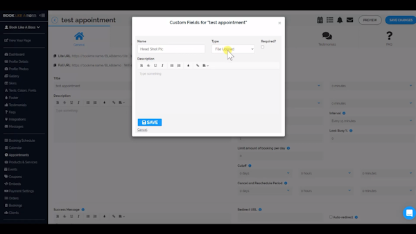 Book Like A Boss custom field
