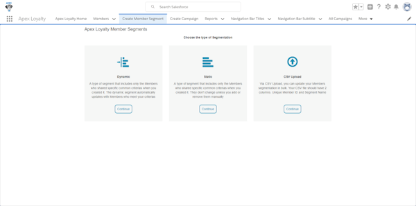Apex Loyalty create member segment