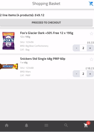 b2b.store shopping basket interface