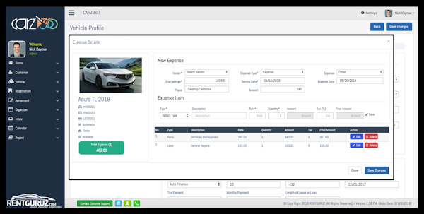 RentGuruz vehicle profile