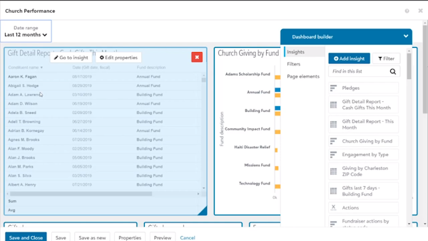 Blackbaud K-12 dashboard builder