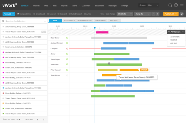 vWork schedule