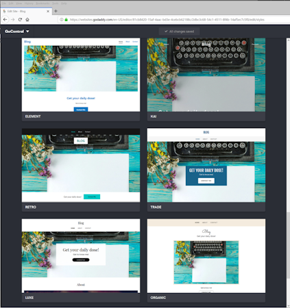 GoDaddy Website Builder editor