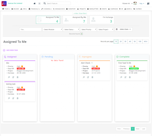 Averox Business Management task management