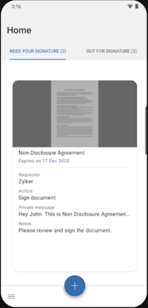 Zoho Sign home