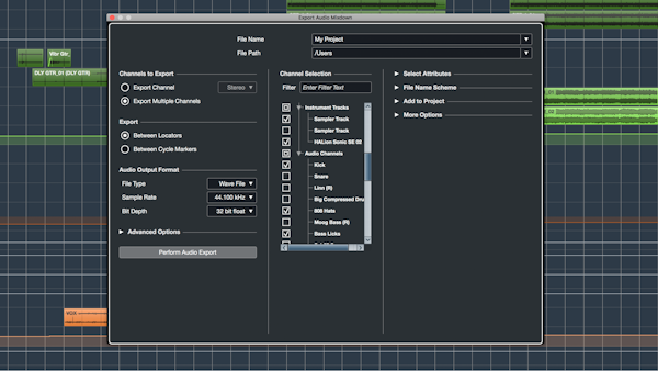 Cubase batch export