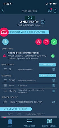 Claimocity patient visit details
