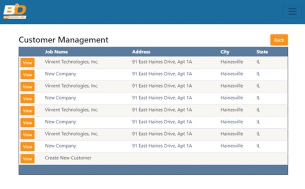 BidDesign customer management