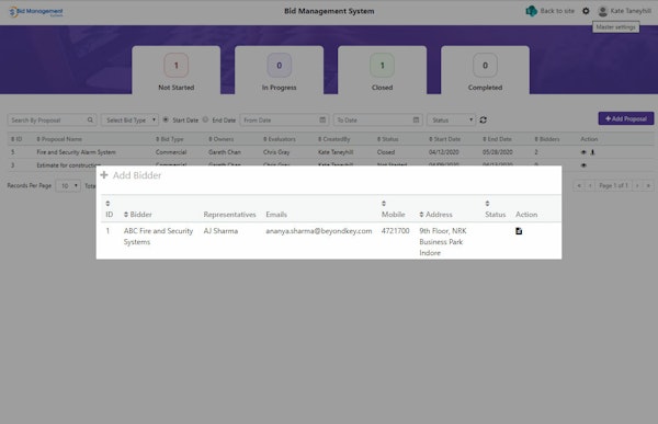 Bid Management adding bidder