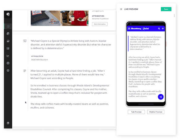 Bold content preview