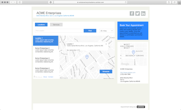 Example booking page