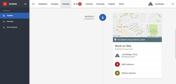 Archdesk bookings screenshot