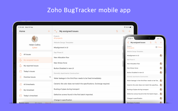 Zoho BugTracker mobile application