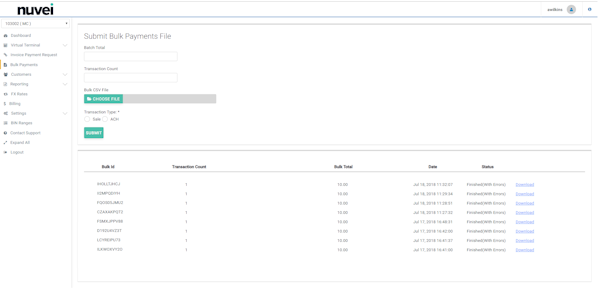 Nuvei processing bulk payments
