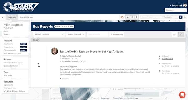 Centercode dashboard screenshot