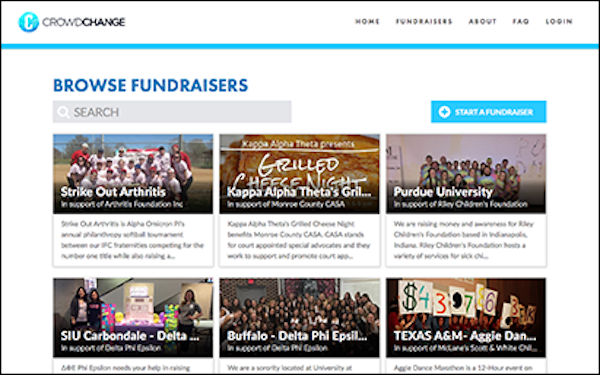 CrowdChange browse fundraisers