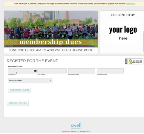 Swell Fundraising event registration