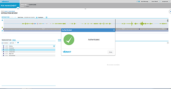 Verint Speech Analytics authentication