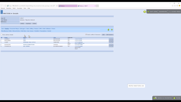 CICERO LawPack client case profile