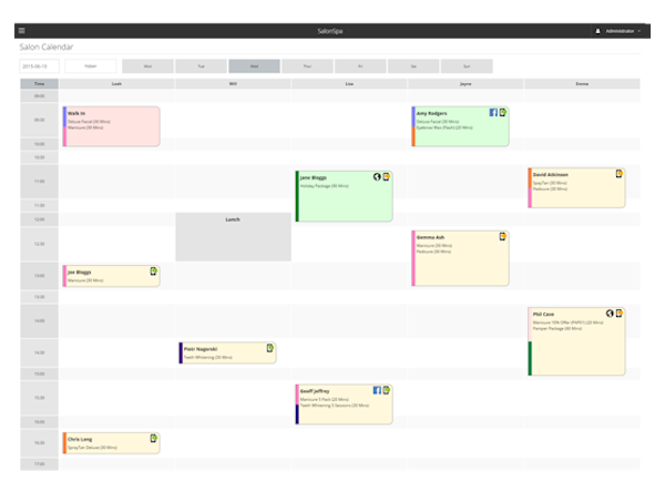 Salon Tracker calendar view