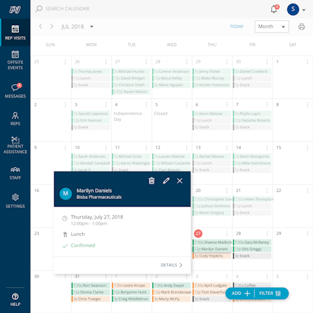 Monthly calendar