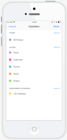 Calendar settings on iOS