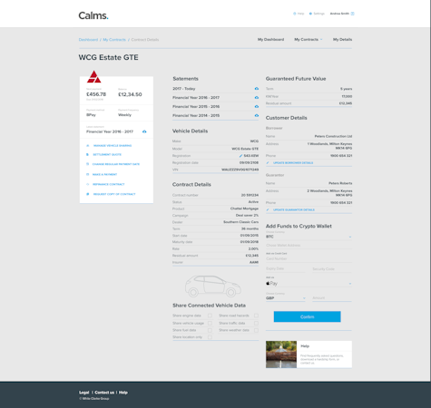 CALMS contract details screenshot