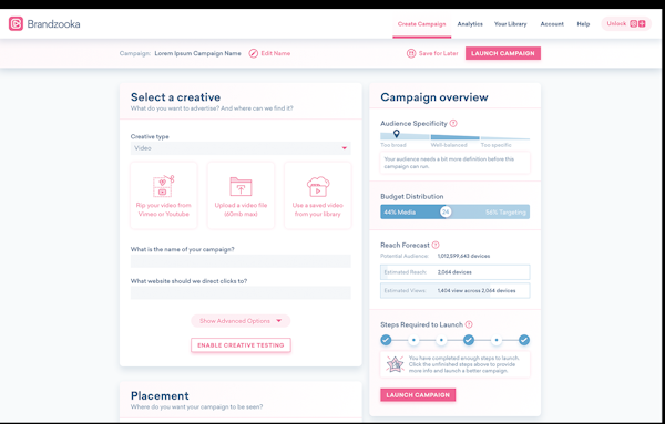 Brandzooka campaign creation