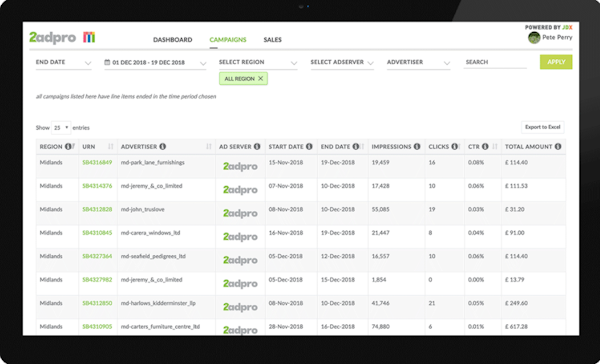 JDX Suite campaign listing
