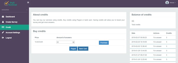Manage account