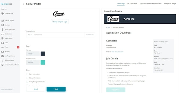 Recruiteze career portal