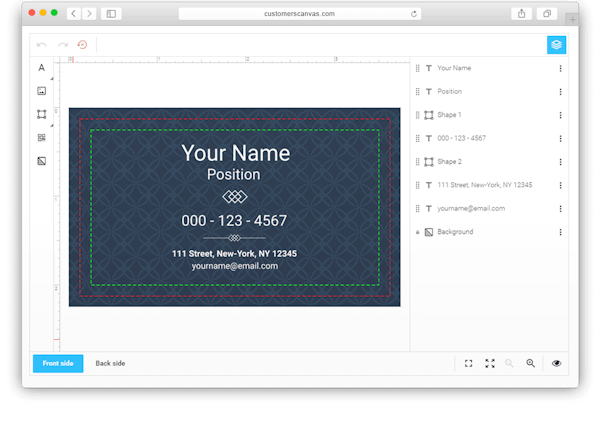Customer's Canvas template edit