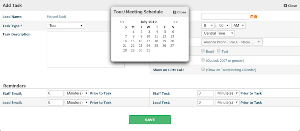 ChildCare CRM tour/meeting schedule