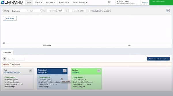 ChiroHD manage locations