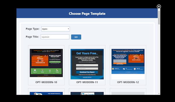 InterFunnels custom templates screenshot