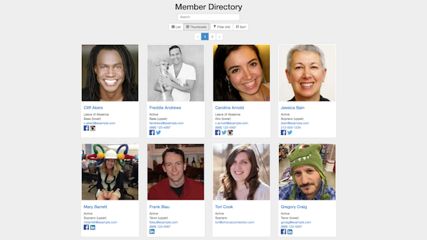 Chorus Connection membership directory