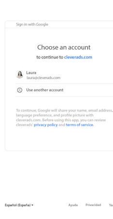 Google Ads Creator adding a Google account