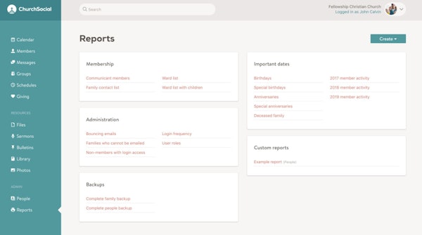 Church Social reports