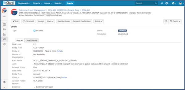 Clari5 EFM create issues