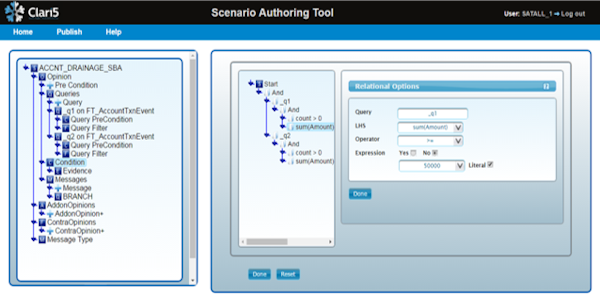 Clari5 EFM relational options