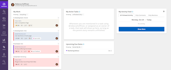 Clubhouse dashboard