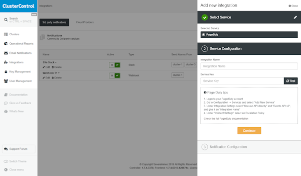 ClusterControl system integration screenshot