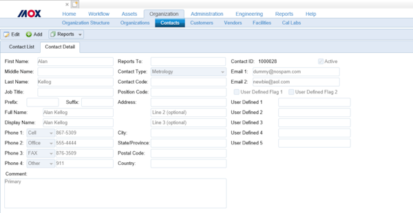 MOX contact management