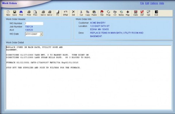 Work Orders for Service Work