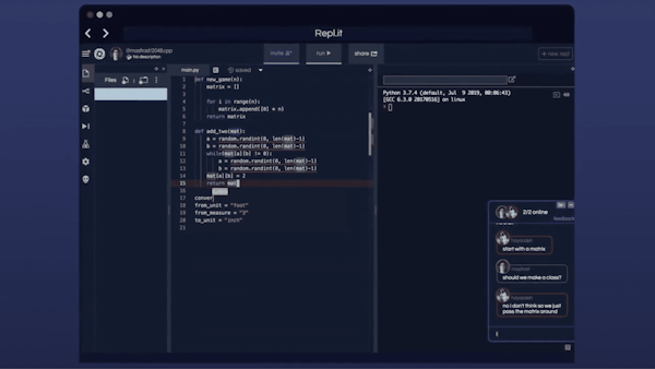 Repl.it collaborative workspace