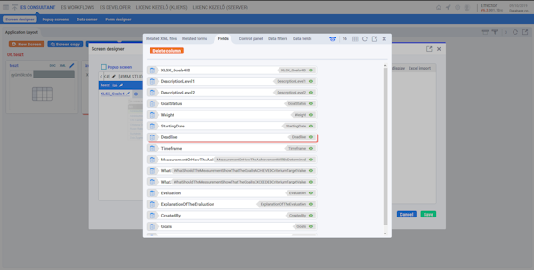 Effector delete columns